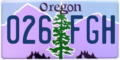 OR license plate 026FGH