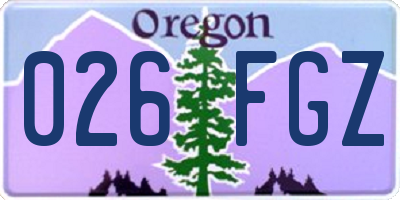 OR license plate 026FGZ