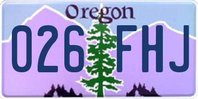 OR license plate 026FHJ