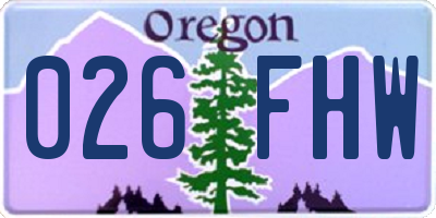 OR license plate 026FHW