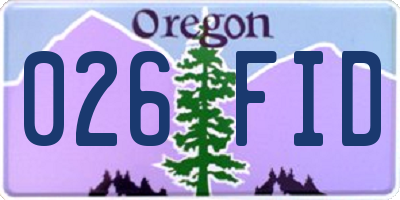 OR license plate 026FID
