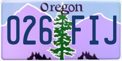 OR license plate 026FIJ