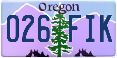 OR license plate 026FIK