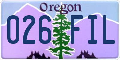 OR license plate 026FIL