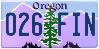 OR license plate 026FIN