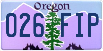 OR license plate 026FIP