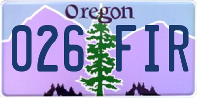 OR license plate 026FIR