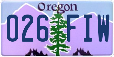 OR license plate 026FIW