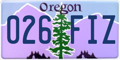 OR license plate 026FIZ