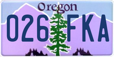 OR license plate 026FKA