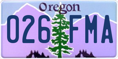 OR license plate 026FMA