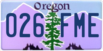 OR license plate 026FME
