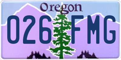 OR license plate 026FMG