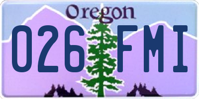 OR license plate 026FMI