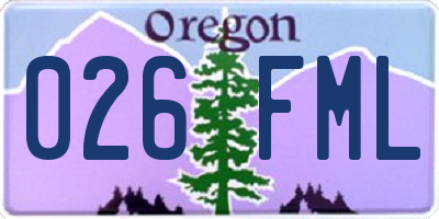OR license plate 026FML