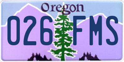 OR license plate 026FMS