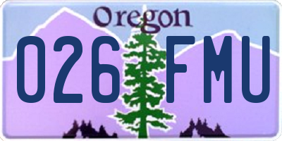 OR license plate 026FMU