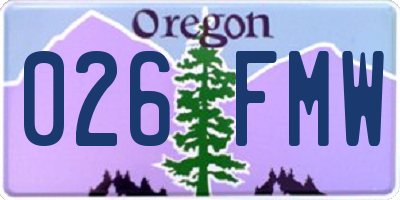 OR license plate 026FMW