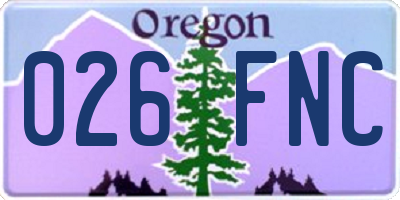 OR license plate 026FNC