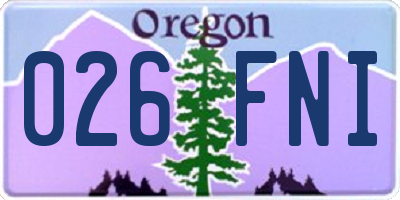 OR license plate 026FNI