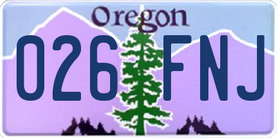 OR license plate 026FNJ