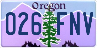 OR license plate 026FNV