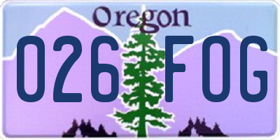 OR license plate 026FOG
