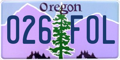 OR license plate 026FOL