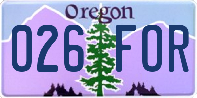 OR license plate 026FOR