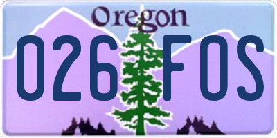 OR license plate 026FOS