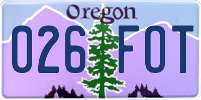 OR license plate 026FOT