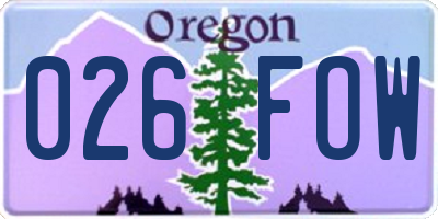 OR license plate 026FOW