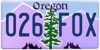OR license plate 026FOX