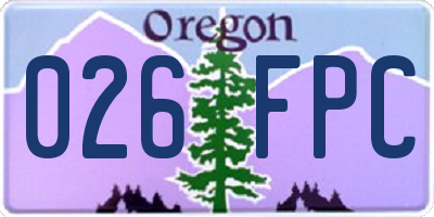 OR license plate 026FPC
