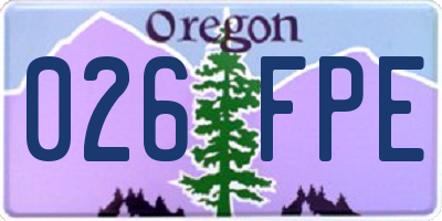 OR license plate 026FPE