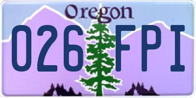 OR license plate 026FPI