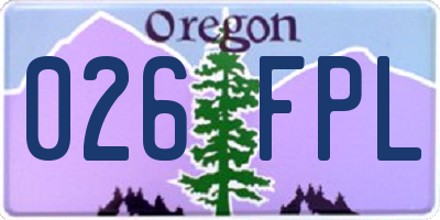 OR license plate 026FPL