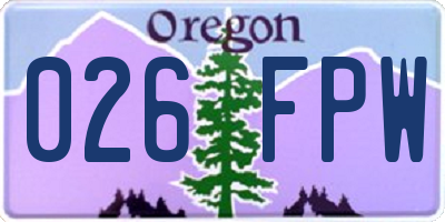 OR license plate 026FPW
