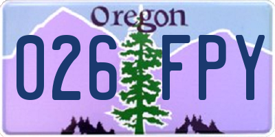 OR license plate 026FPY