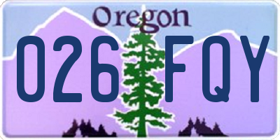 OR license plate 026FQY