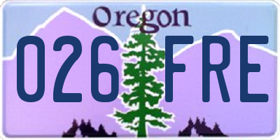 OR license plate 026FRE