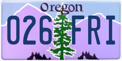OR license plate 026FRI
