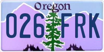 OR license plate 026FRK