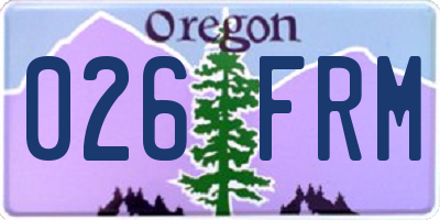 OR license plate 026FRM