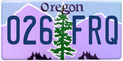 OR license plate 026FRQ