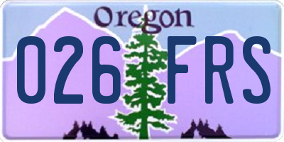 OR license plate 026FRS