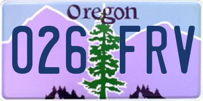 OR license plate 026FRV