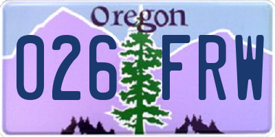 OR license plate 026FRW