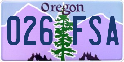 OR license plate 026FSA