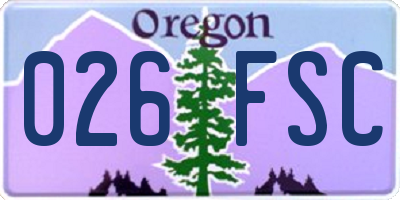 OR license plate 026FSC